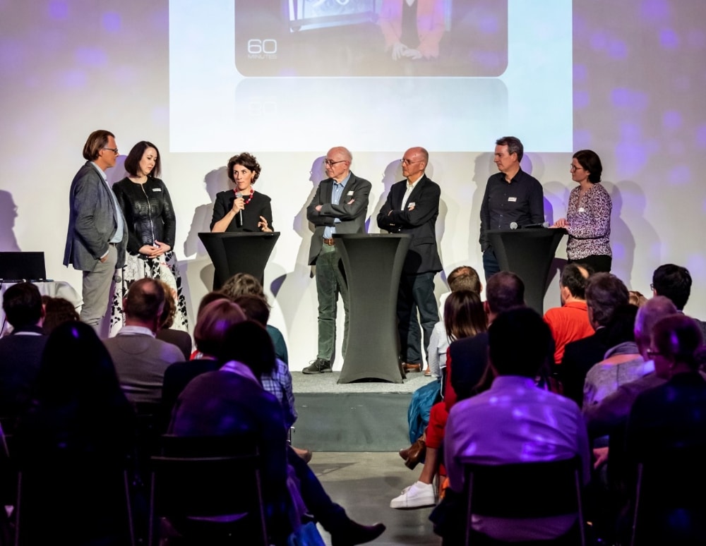 From the left side: Thomas Brenzikofer (DayOne/ BaselArea.swiss), Szofia Bullain (MD Geriatric Neurologist), Antonella Santuccione (Woman’s Brain Project and Roche Diagnostics), Hansruedi Voelkle (EUPATI), Manfred Eggersdorfer, (DSM Nutritional Products), Andy Bushell (Novartis), Mieke Deschodt (University of Basel)