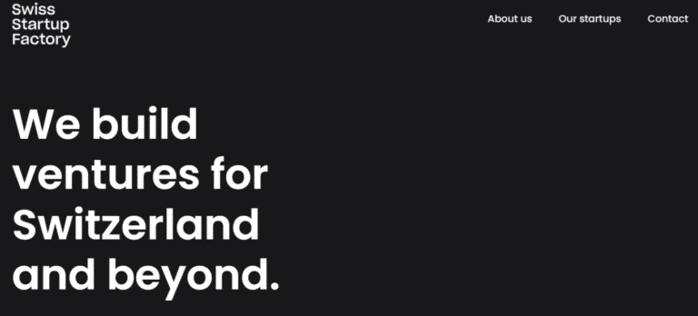 Screenshot of Swiss Startup Factory website